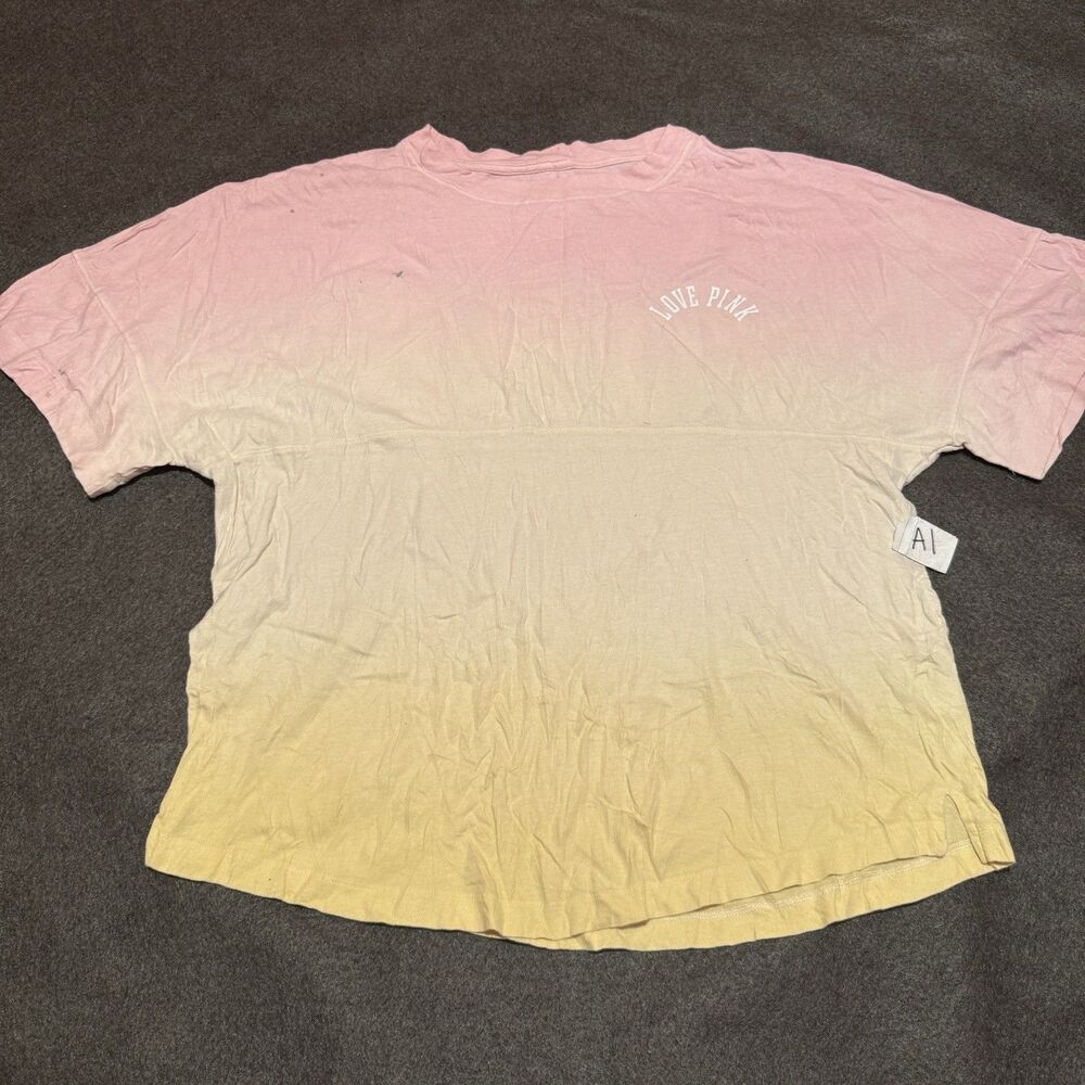 Victorias Secret Pink Womens Tshirt M Medium Ombre Yellow Tee Shirt Top